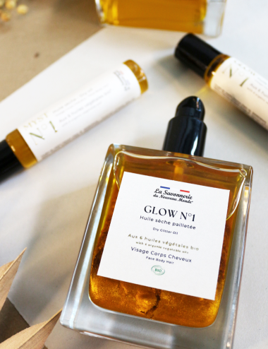 Huile Sèche Pailletée Glow N°1 | Corps Visage & Cheveux Huile Sèche Pailletée Glow N°1 | Corps Visage & Cheveux